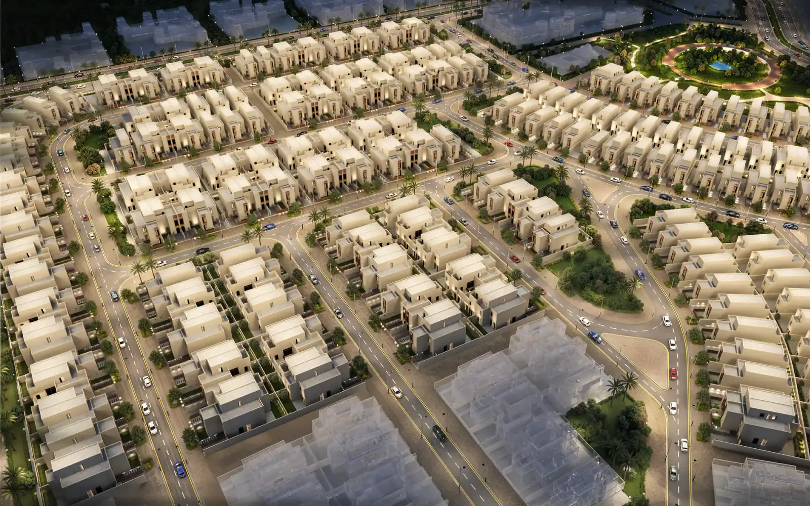 Aerial render of the Aknan residential community