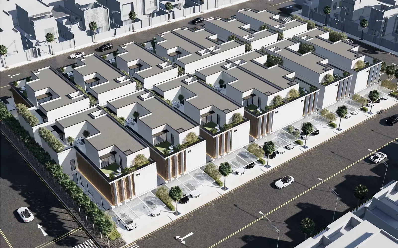 Aerial render of the GVAL villas